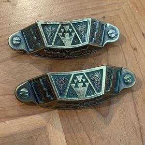 Vintage Mid Century Modern Brass Drawer Pulls in excellent condition !